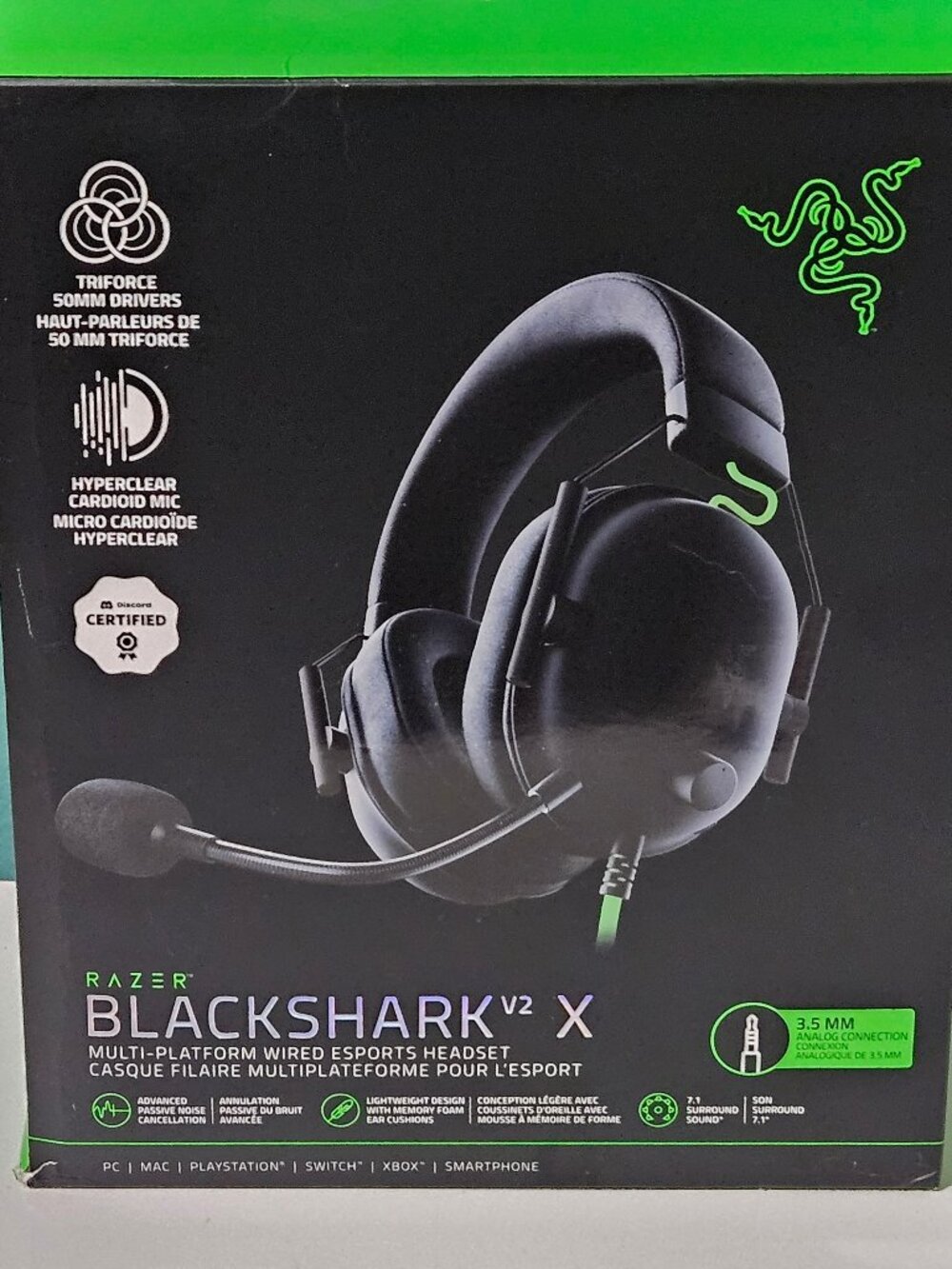 Razer BlackShark V2 X Wired Gaming Headset w/ Mic - Black